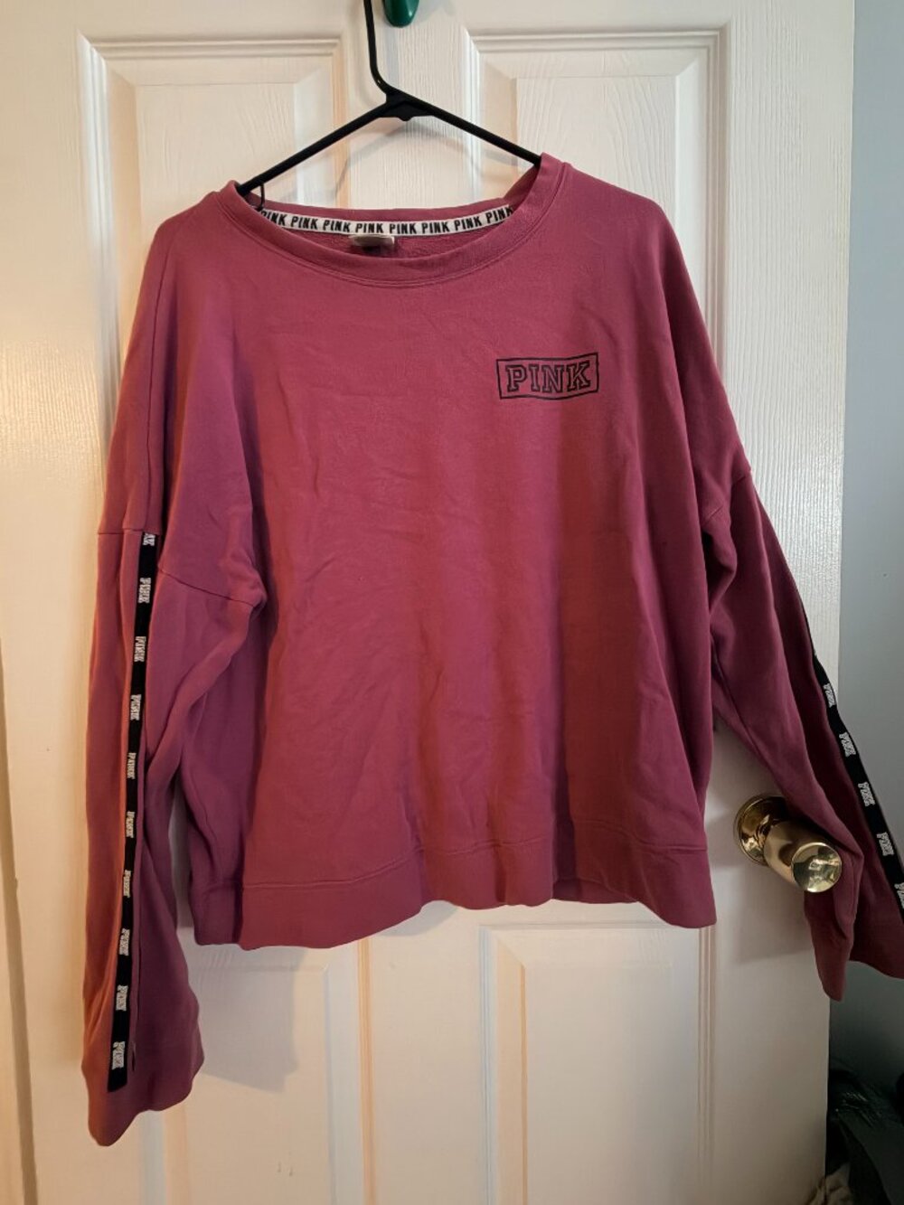 Victoria's Secret Pink Lightweight Pullover Bayberry Logo Stripes